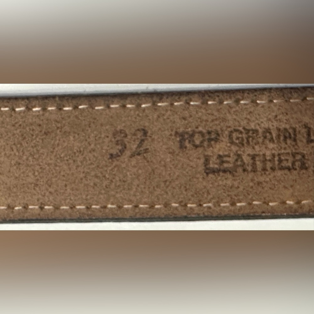 BILL BLASS DESIGNER CORDOVAN BROWN LEATHER BELT, CROCO-EMBOSSED, GOLD BUCKLE, - Picture 10 of 14